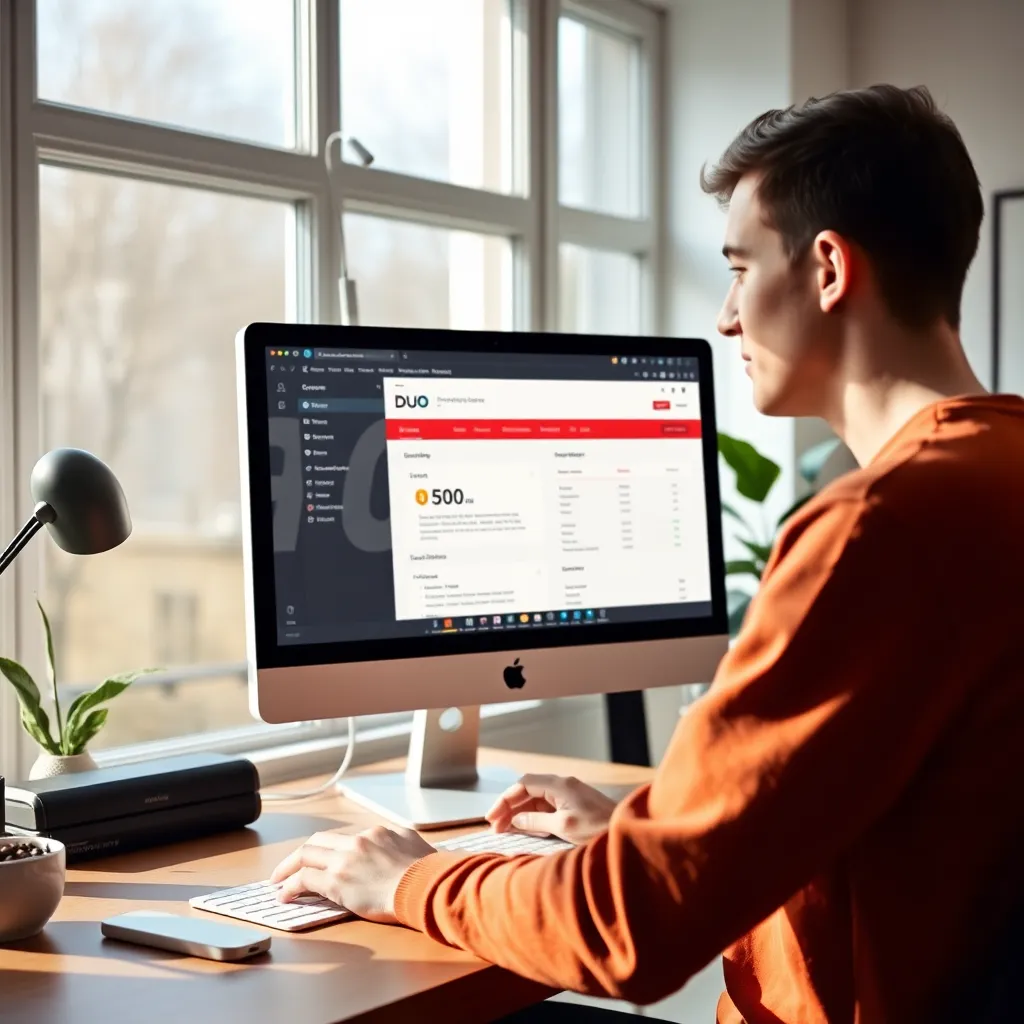 Millennial die studieschuldoverzicht bekijkt op computer