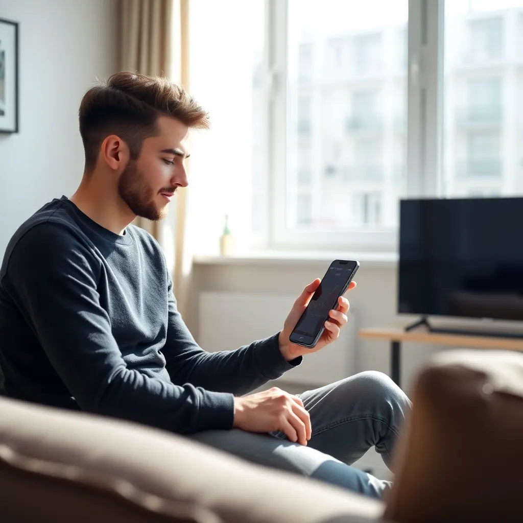 Jonge Nederlander die digitaal budget bijhoudt op tablet