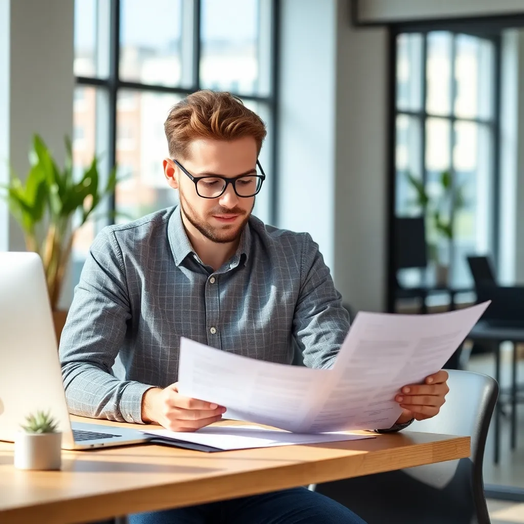 Jonge professional die werkt aan een pensioenplan
