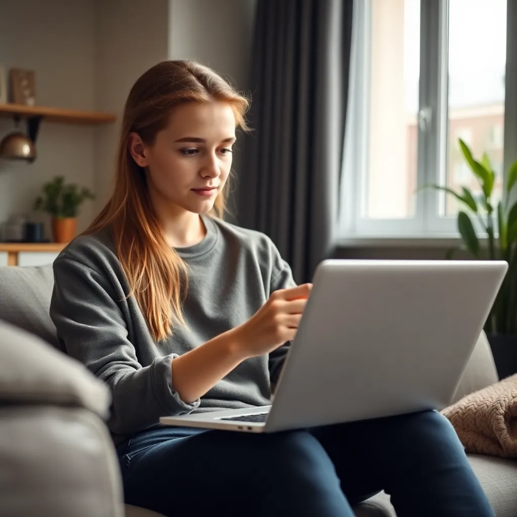 Een jonge professional bekijkt DUO-gegevens op laptop