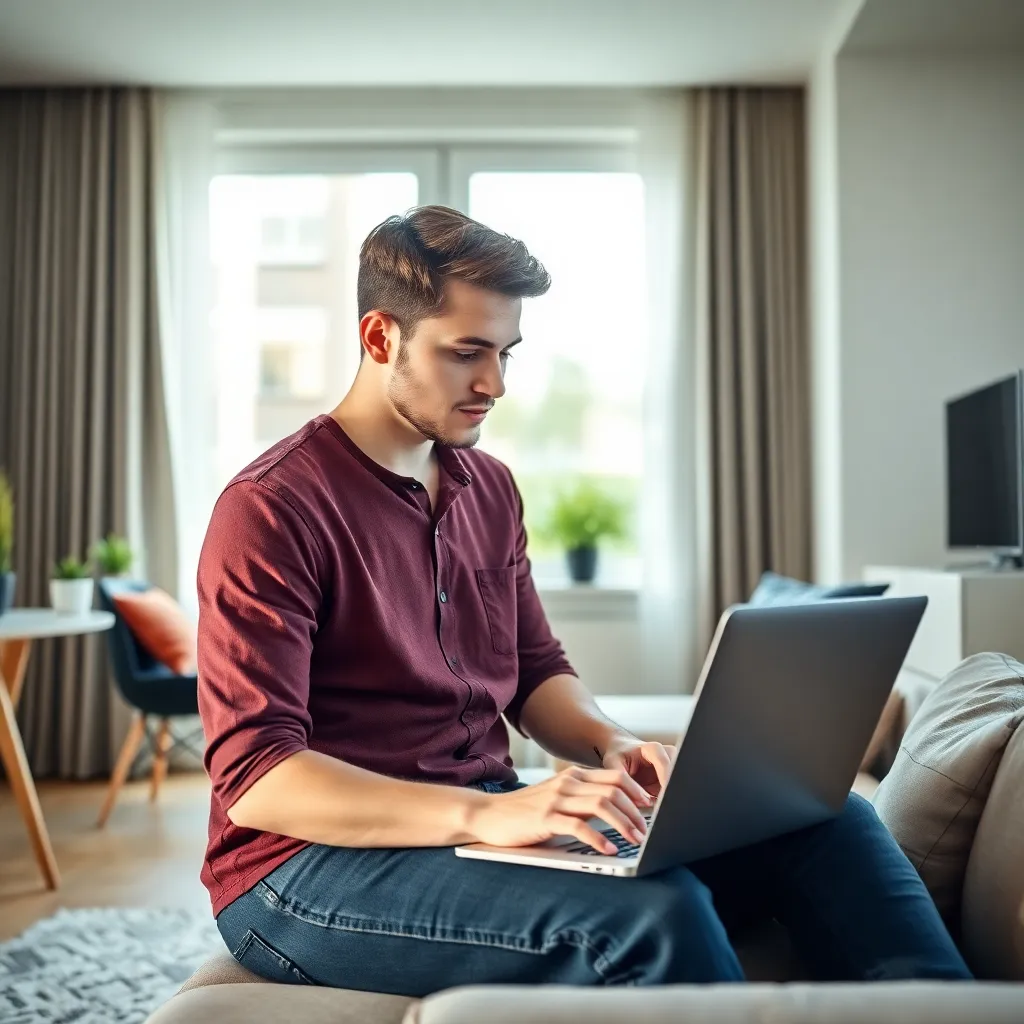 Jonge Nederlandse professional die op laptop beleggingsplatform bekijkt
